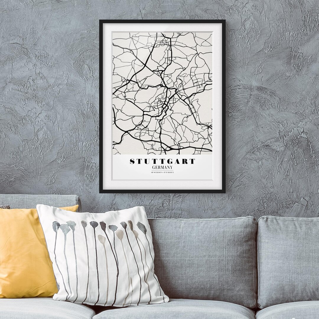 Gerahmtes Poster Stuttgart Map