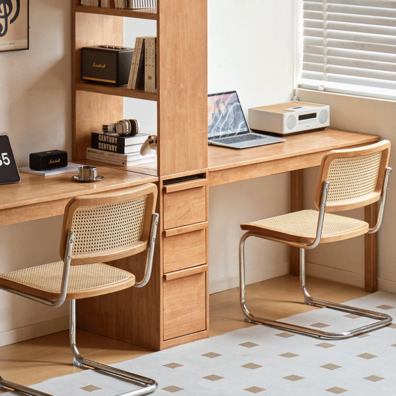 Bureau moderne simple en bois massif pour deux personnes, H 70,86 po x l 106,29 po x P 21,65 po, Structure libre