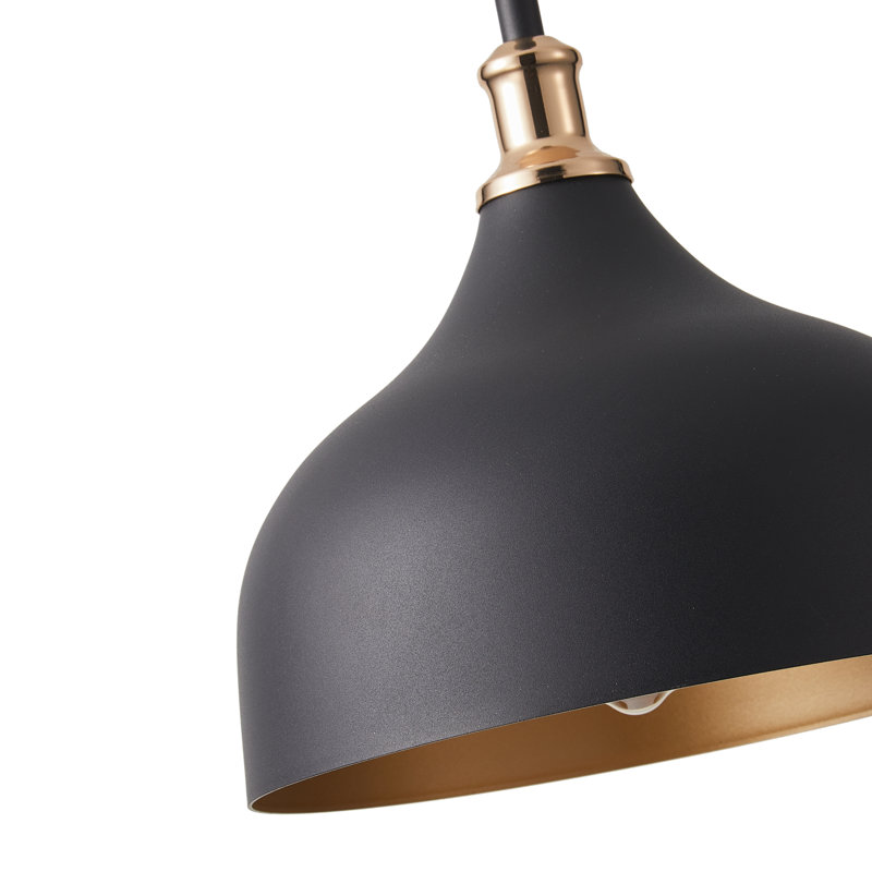 Luminaire suspendu 1 lumière DEL avec détails, Noir mat