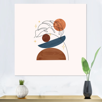 «Organic Abstract with Tropical Leaf On Beige I», reproduction d'art sur toile tropicale