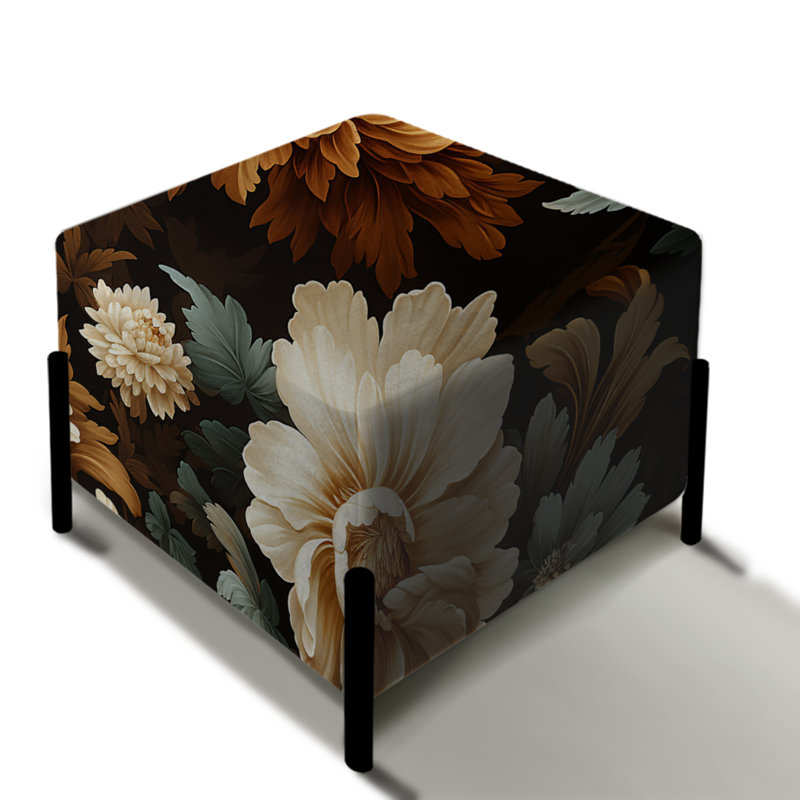 Rustic Brocade Elegance Victorian Pattern IV - Floral Square Ottoman