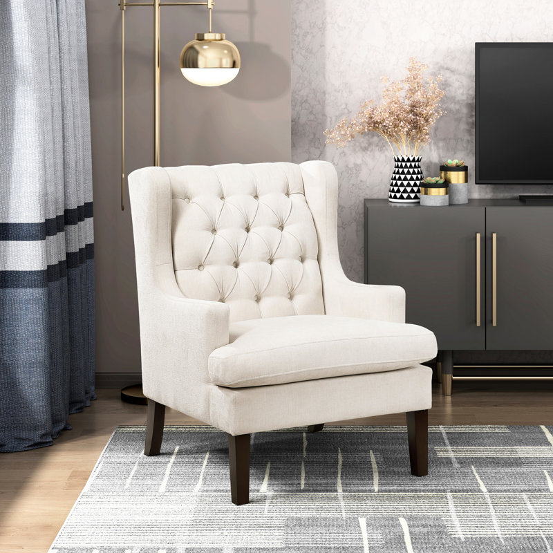 Fauteuil d'appoint beige d'une capacité de 300 lb avec un tissu de siège rembourré en mousse et un poids de 300 lb, Beige
