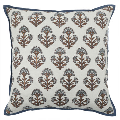 Fern Cotton Flanged Edges Contrasting Border Throw Pillow