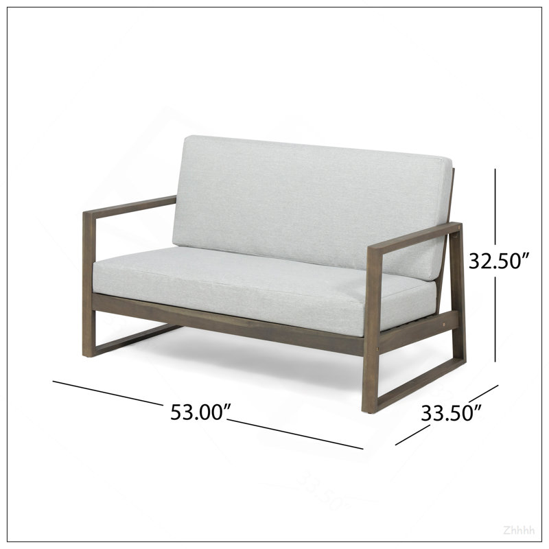 BELGIAN LOVESEAT & COFFEE TABLE, Light Gray Cushion/Gray Frame