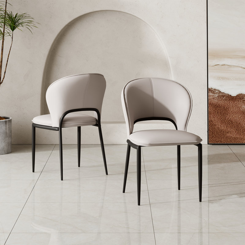 Chaises de table de salle à manger modernes, similicuir, non assemblées, Blanc, 2