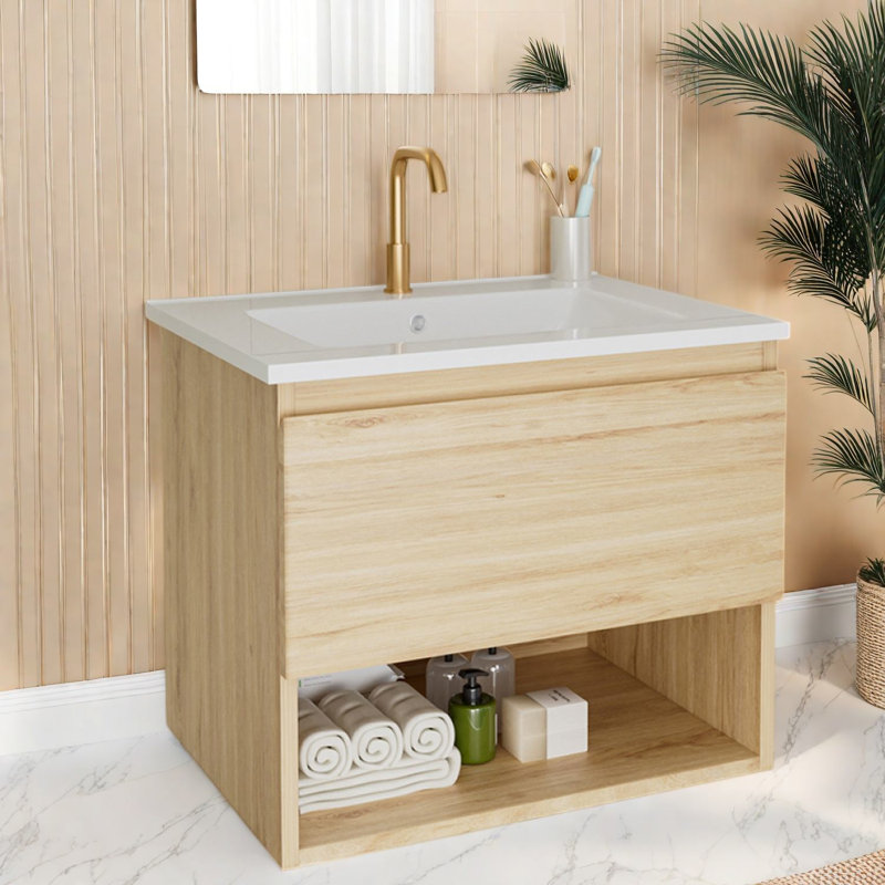 Meubles-lavabos (incluant le meuble et le lavabo), chêne moderne de 61 cm (24 pouces).