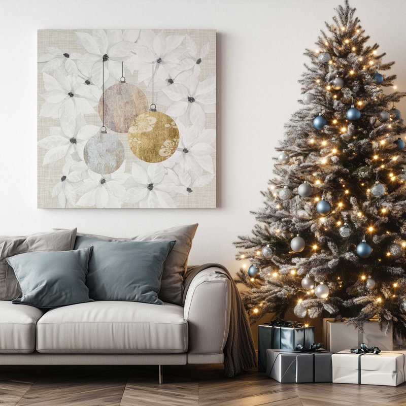 Imprimé Holiday Ornaments in Bloom II dans un cadre poli, Toile tendue, H 12 po x l 12 po x P 1,25 po