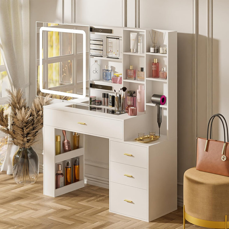 Makeup Vanity Table With Sliding Mirror