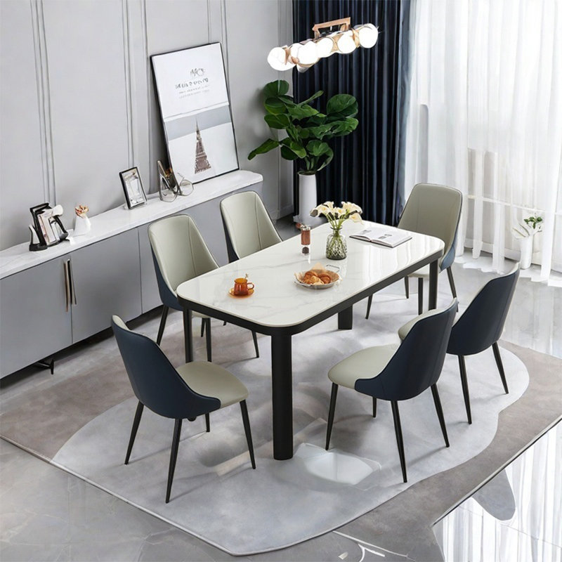 Modern simple rock plate dining table sets, 29.52"H x 62.99"L x 31.49"W