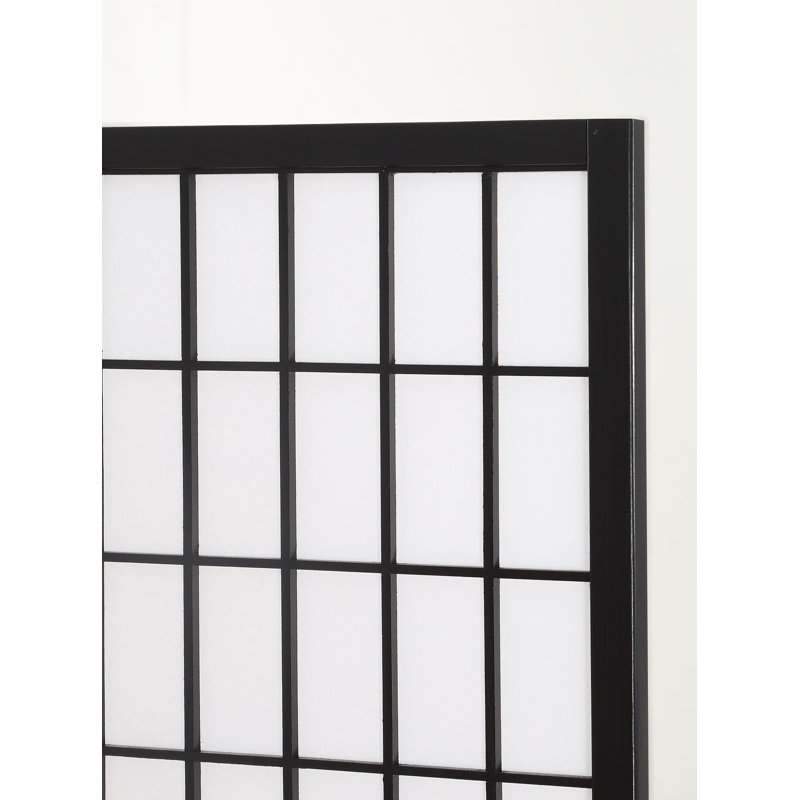 Paravent de cloison pliable 4 panneaux Ebern Designs, Noir, 4