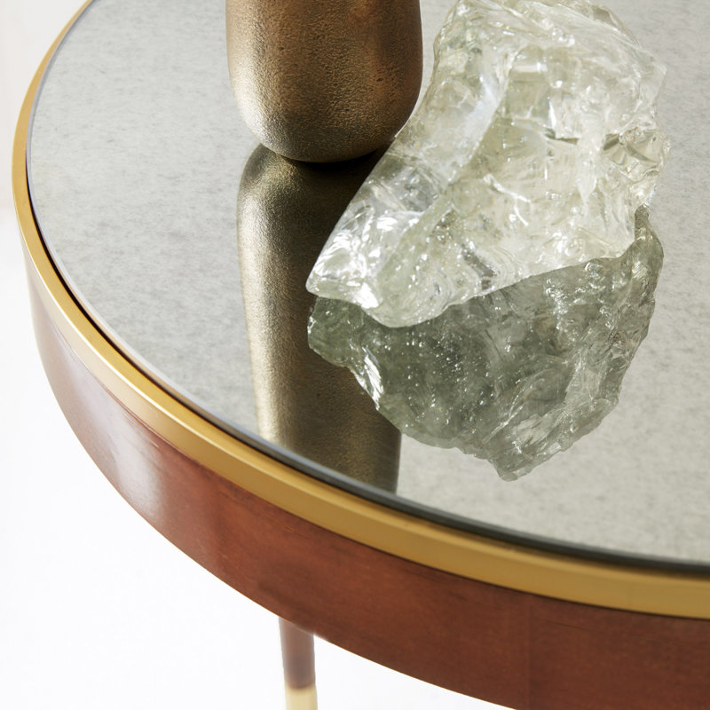 Modern History End Table, Brown/Gold