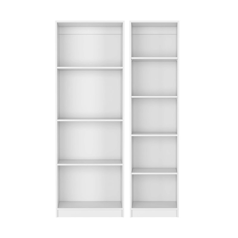 Benzoni Slim 2 Piece Living Room Set with 2 Bookcases, Blanc