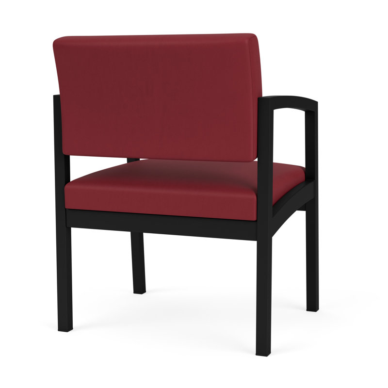 Chaise d'invité en acier Lenox, Noir, Bordeaux Patriot Plus - nettoyez le vinyle avec un