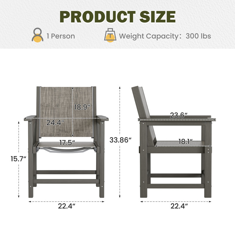 Ensemble de chaises de salle à manger d'extérieur en PEHD 4 pièces - Résistant aux intempéries, texture bois, utilisation toutes saisons
