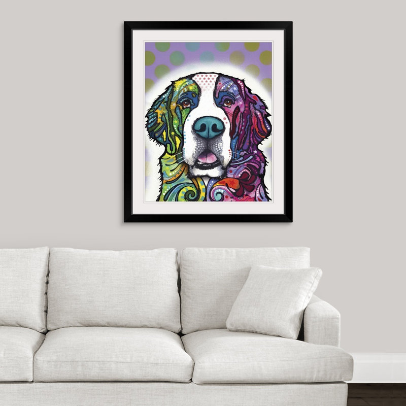 « saint bernard », impression, Cadre noir, H 28 po x l 24 po x P 1 po