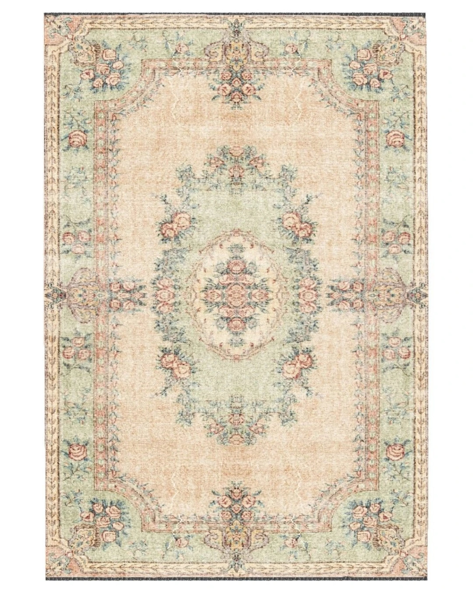 Bungalow Rose Blende Oriental Cream Machine Woven Cotton Polyester Area ...