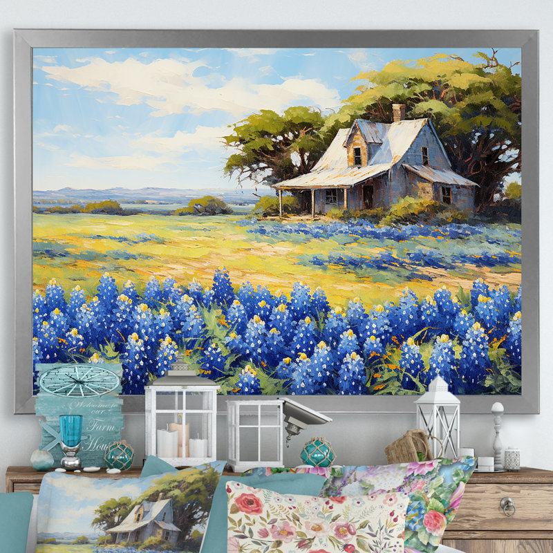 «Blue Bonnets Ballet Meadows», reproduction sur toile, Argent, H 34 po x l 44 po x P 1,5 po
