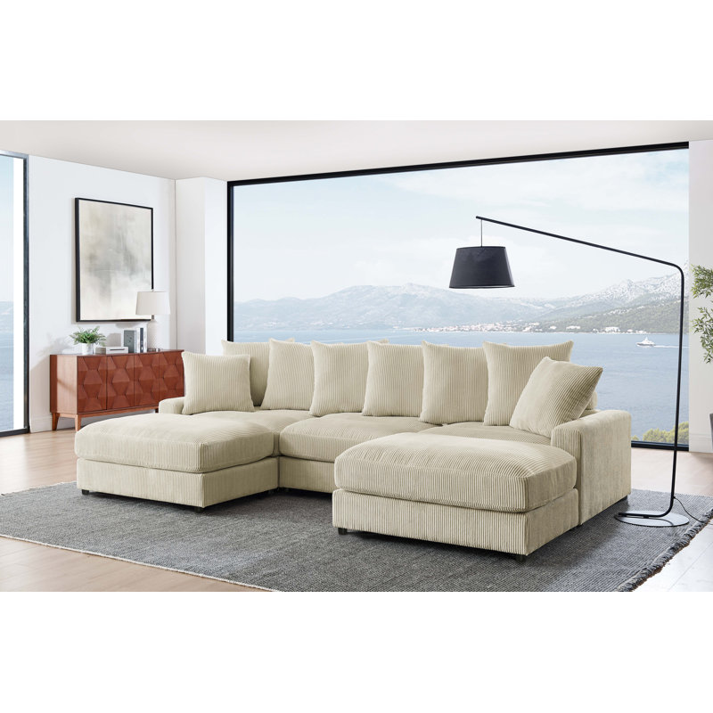Canapé modulaire réversible Ashira, Ivoire ivoire