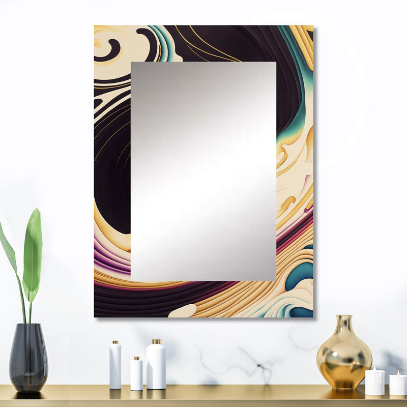 Purple, Gold And Blue Swirl II - Abstract Spirals Wall Mirror, Modern Decorative Mirror, Printed Metal Art, 32" x 24"