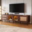 Console de 80 po compatible avec la télévision, grand espace de rangement, surface imperméable pour le salon, la chambre à coucher, support de cinéma maison avec ajustement, 2 tiroirs et 3 armoires, plateau de table et pieds en bois massif-636267619