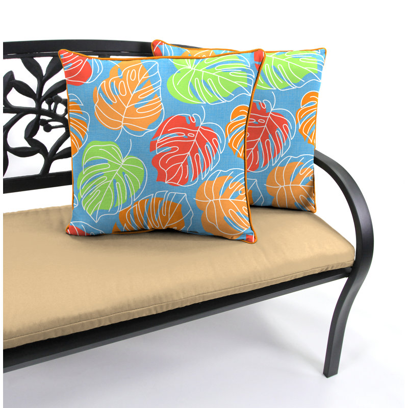 16" x 16" Outdoor Throw Pillow with Welt, Red/Orange/Green/blue Leaves