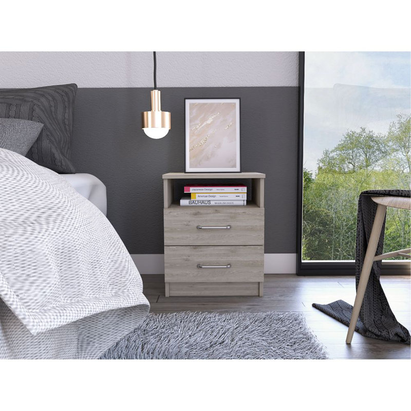 2-Drawer 1-Shelf Rectangle Nightstand