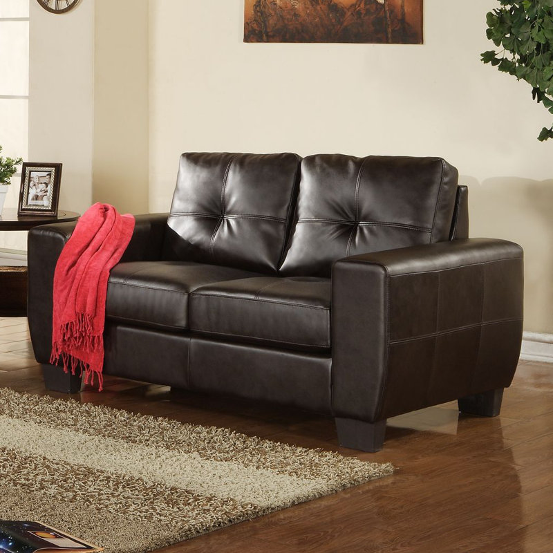 Gasper Faux Leather Loveseat, Brown