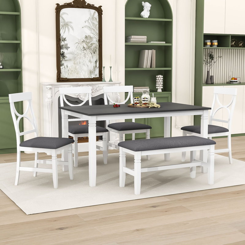 Ensemble repas pour 6 personnes Rapert, Blanc, Gris / blanc