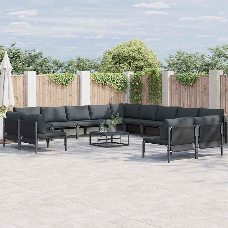  Garden Sofa Set 14 Pcs Anthracite Steel