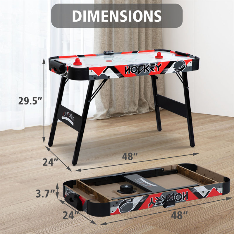 Table de hockey sur coussin d'air en bois à 2 joueurs 48 po avec tableau de pointage numérique RayChee