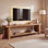 Meuble télé 63 po en bois massif pour meuble télé 55/65/75 po avec tablettes de rangement