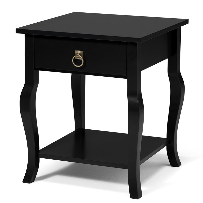 Table de bout avec rangement Banton, Noir satiné