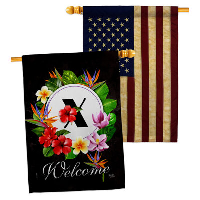 Drapeau de maison tropical en polyester à 2 côtés 40 x 28 po