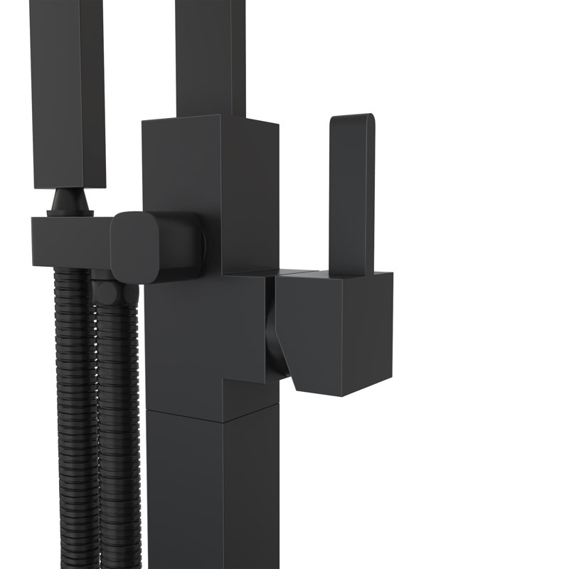 Levantine Bathroom Tub Filler with Handshower, Matte Black
