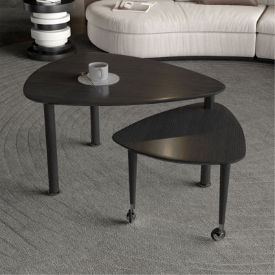 Table basse rotative moderne à 360 degrés pour le salon, pieds en bois massif avec table de cocktail simplement assemblée, mobilier d'appoint en bois rotatif moderne