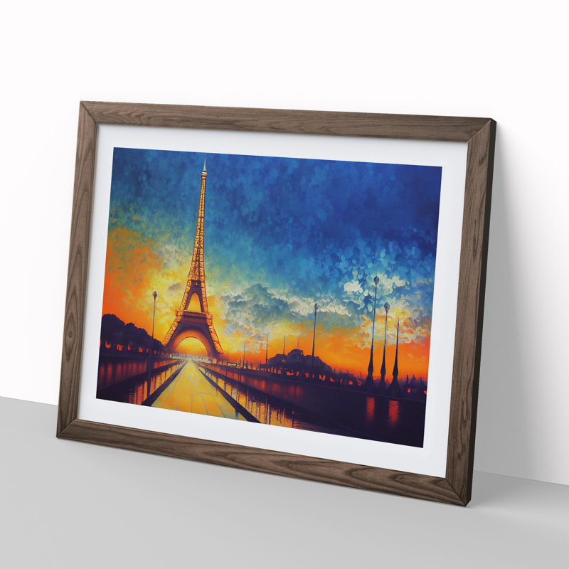 Eiffel Tower - Single Picture Frame Painting, 46cm H x 64cm W x 2cm D, Walnut