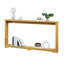 Console en bois ondulé de 70,1 pouces avec rangement en bois, idéale pour les espaces étroits et les décors modernes