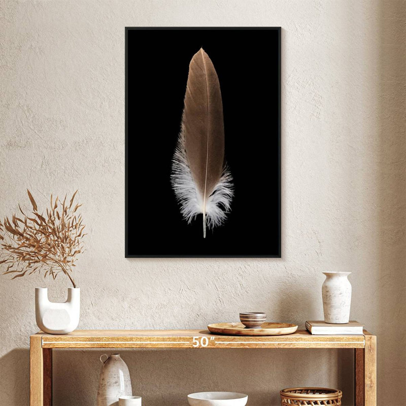 Eagle's Brown Feather, 25" x 37", Floating Frame Black