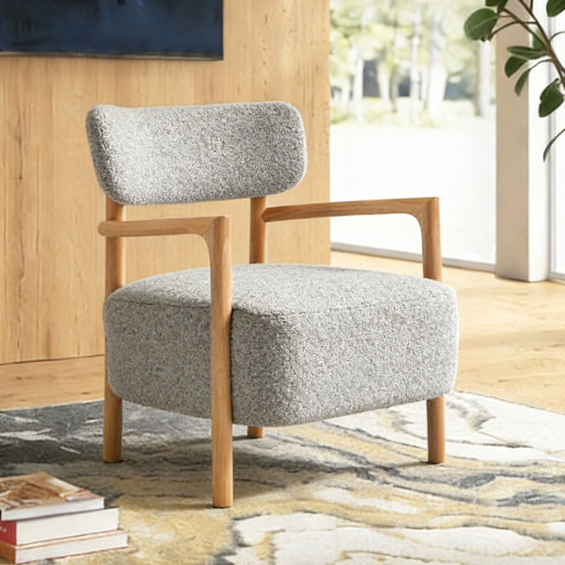 Chaise d'appoint 24,5 po Mid Century Boucle, Gris