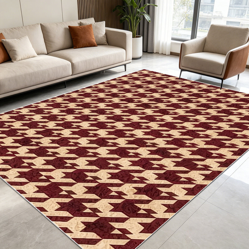 1PC Houndstooth area rugs for Living Room, Soft and Comfortable, Suitable for all seasons, easy-to-maintain, machine washable Indoor floor mat, Under Table Farmhouse suitable for dining room, bedroom, entryway, kitchen, porch, home office, Home Decor
