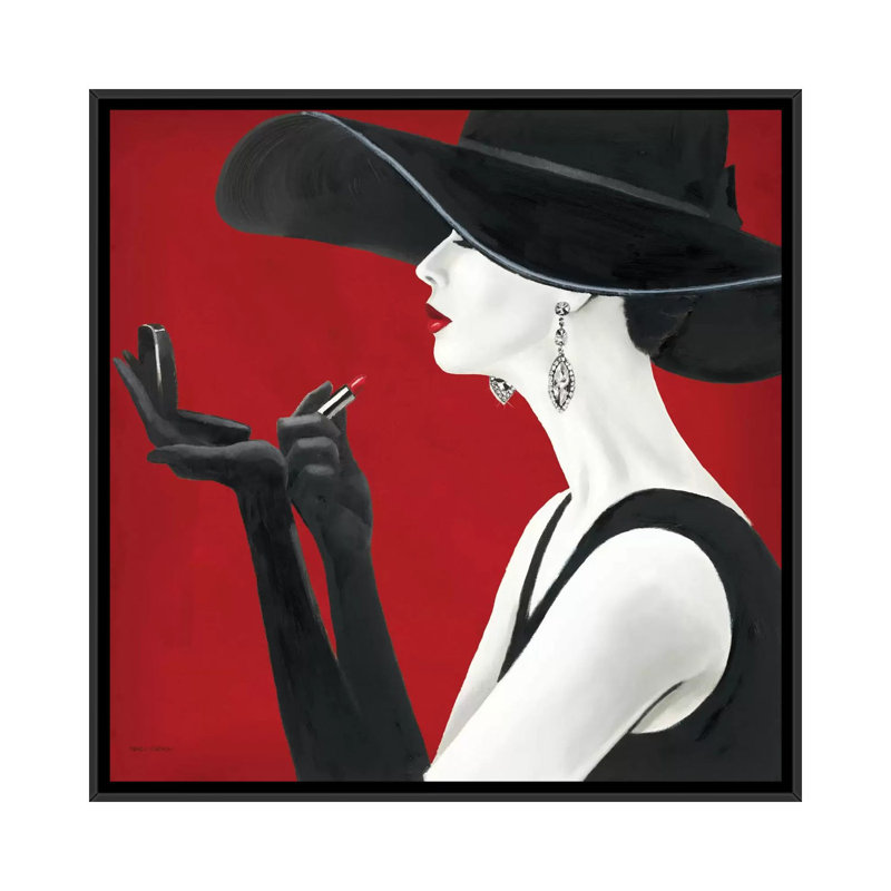«Haute Chapeau Rouge II» par Marco Fabiano - reproduction d'art, H 12 po x l 12 po x P 1,5 po, Toile avec cadre noir