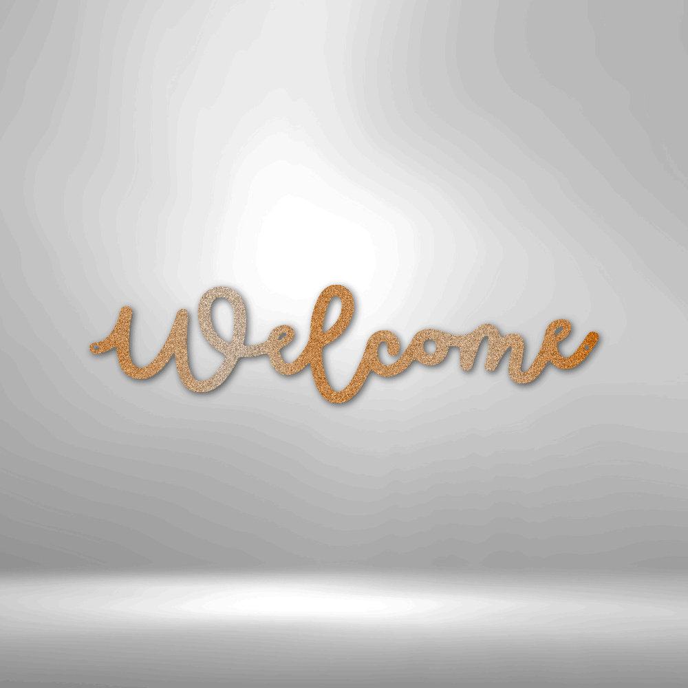 Latitude Run® Welcome Script Steel Sign Wall Decor | Wayfair