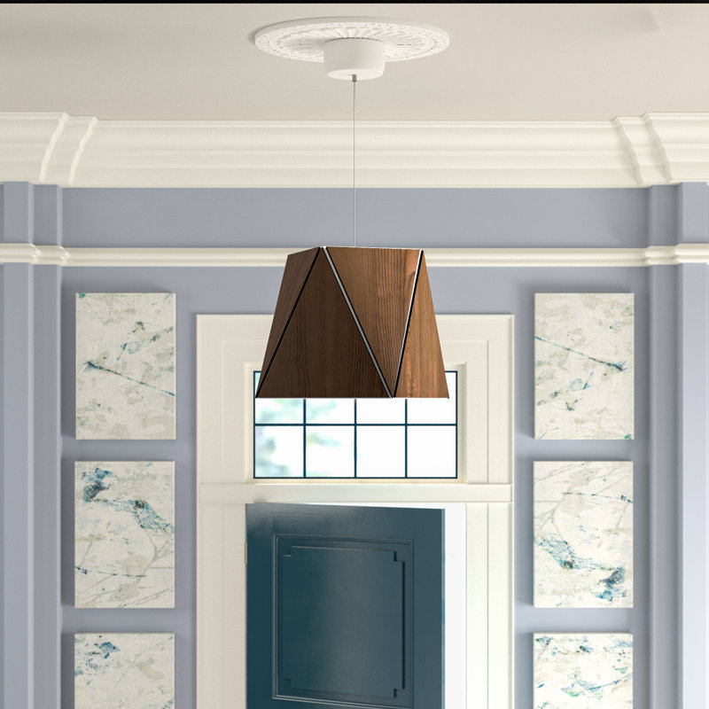 Calx 1 - Light Pendant, Dark Stained Walnut/Brushed Brass, 3500K, 12.75" H x 19" W x 19" D