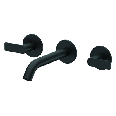 XN Wall Mounted Double Handle Bathroom Faucet in Matte Black