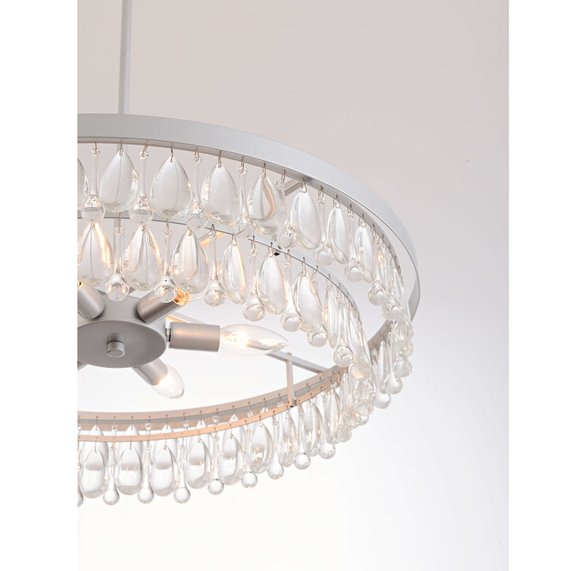 Lustre en cristal argenté mat 24 lumières 6 lumières Niasia