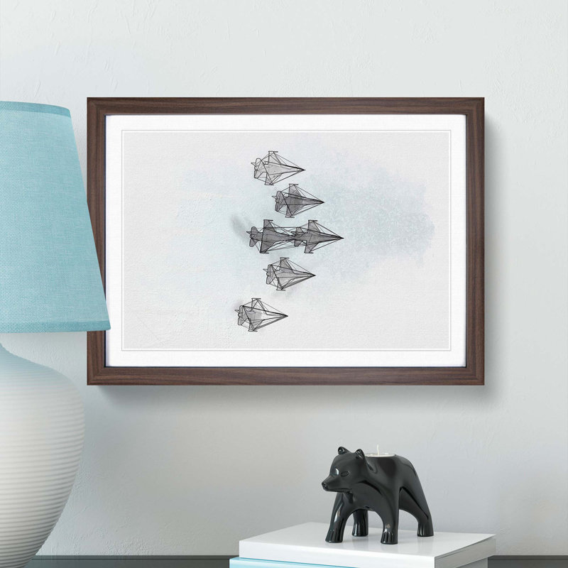 U.S. Air Force Thunderbird Jets in Abstract - Picture Frame Graphic Art Print, 27cm H x 36cm W x 2cm D, Walnut Framed