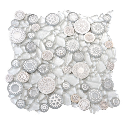 12" x 12" Glass Metal Look Mosaic Wall Tile