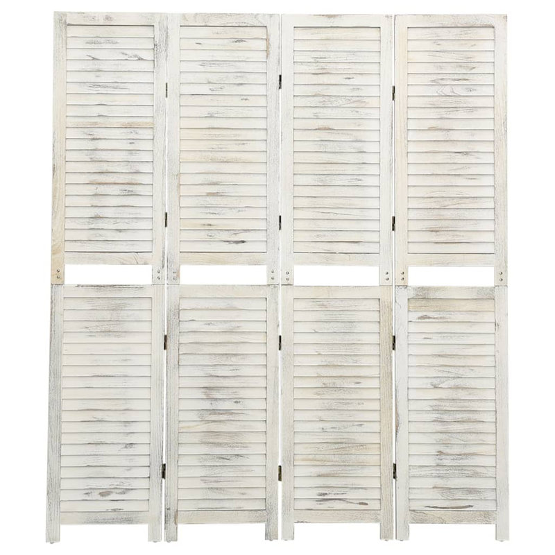 Gracie Oaks Room Divider Solid Wood, 4, Cream