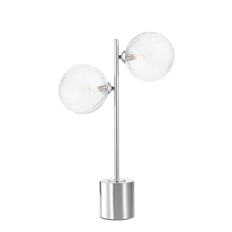 Metal Table Lamp Lamp, Chrome, Clear, 48 cm H x 32 cm W x 36 cm D