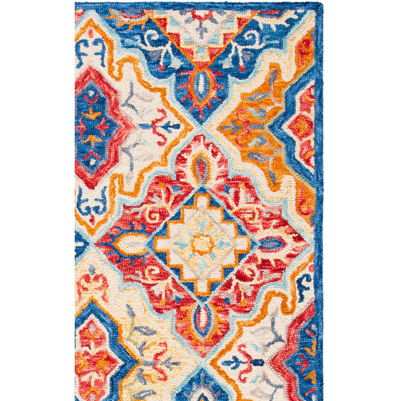 Farnam Hand Tufted Wool/Cotton Southwestern Rug in Blue/Rust, Square 7'